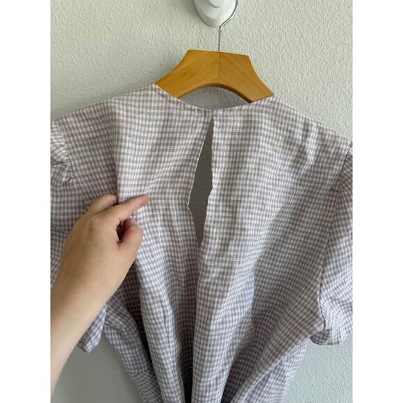 Reformation‎ Women’s Linen Gingham Sally Wrap Dress Sz L - Picture 6 of 8